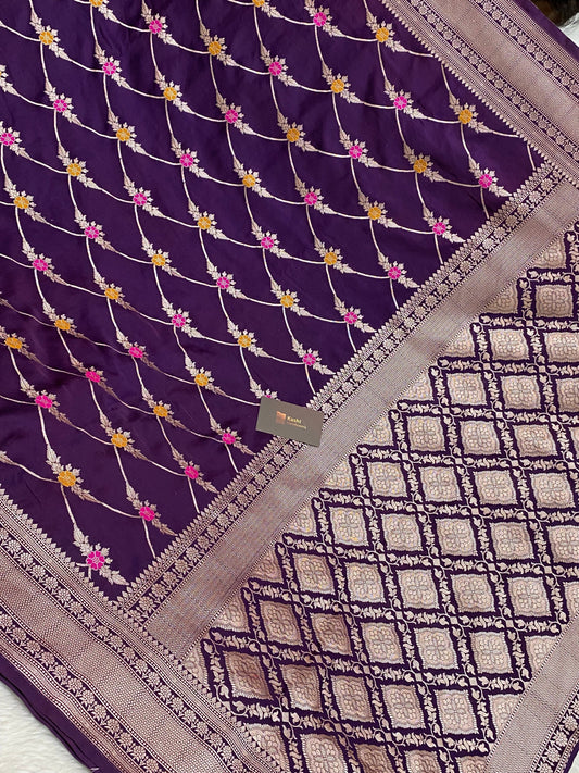 Purple Mashru Silk Banarasi Saree