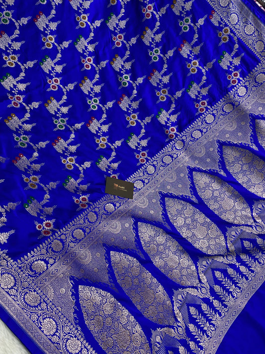 Royal Blue Mashru Silk Banarasi Sare