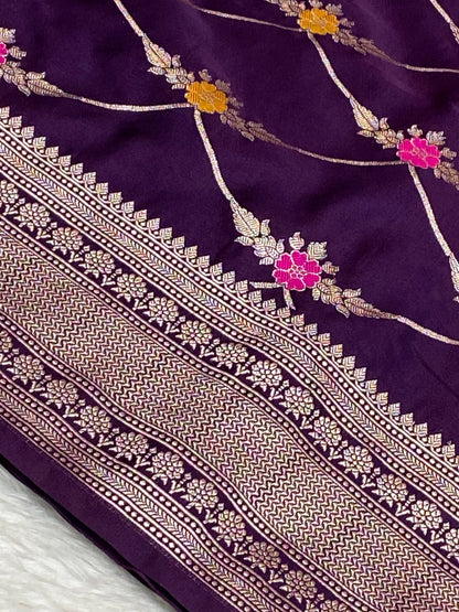 Purple Mashru Silk Banarasi Saree