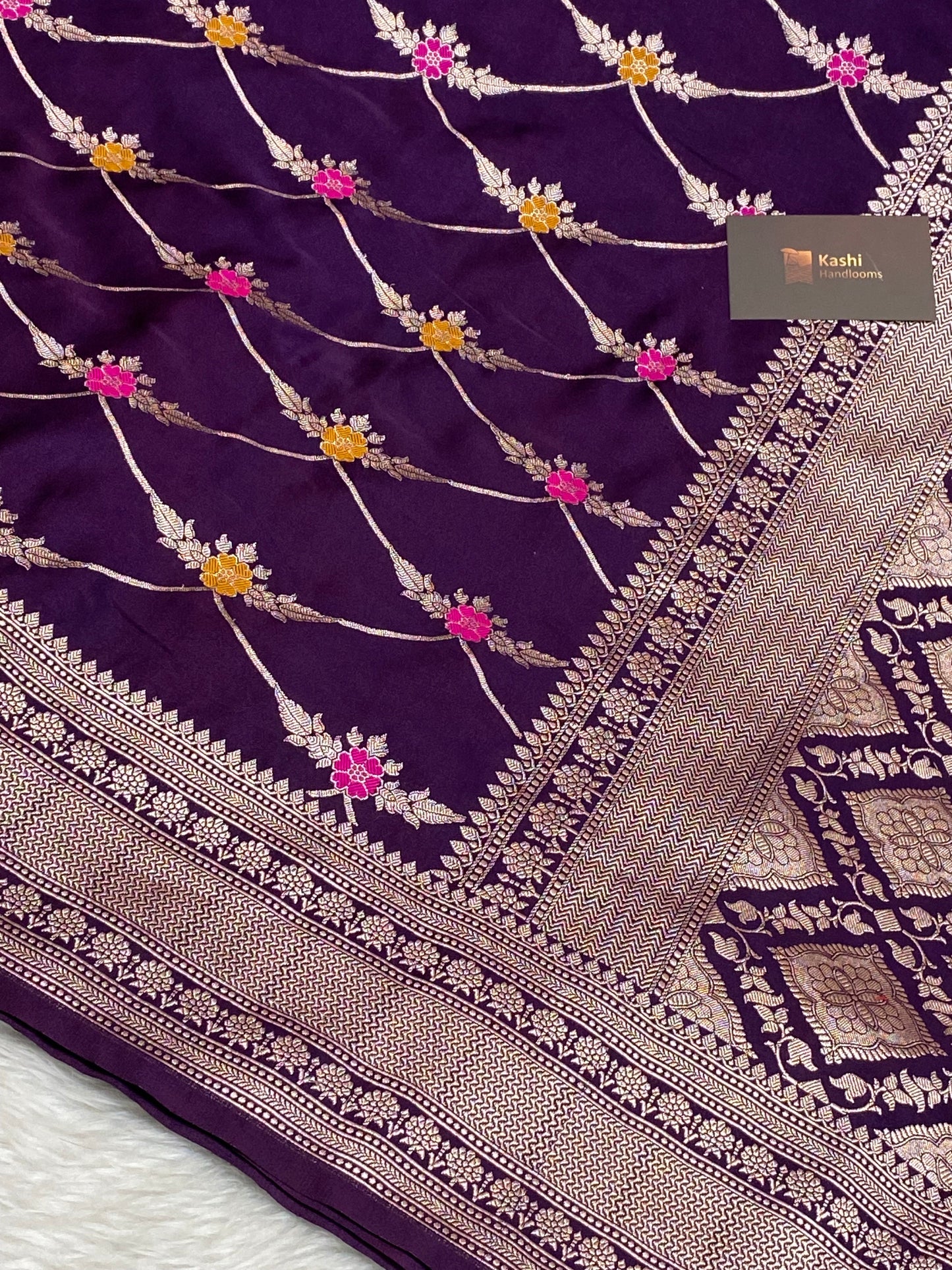 Purple Mashru Silk Banarasi Saree