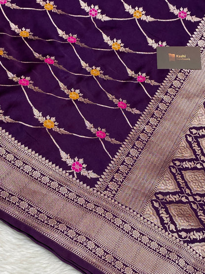 Purple Mashru Silk Banarasi Saree