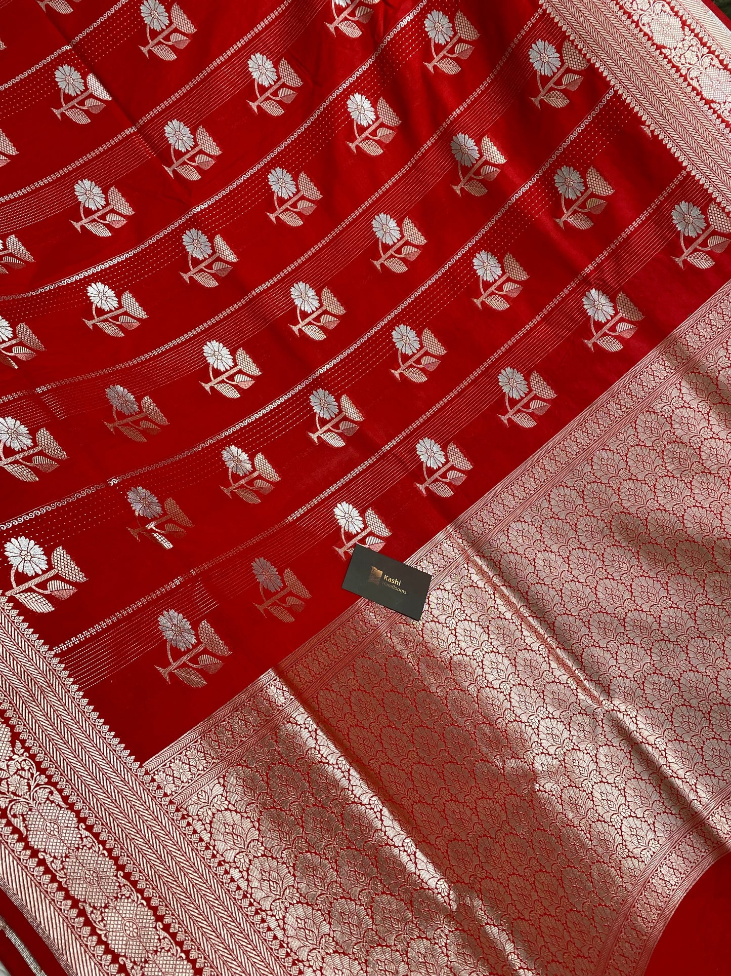 Red semi kataan silk Banarasi saree