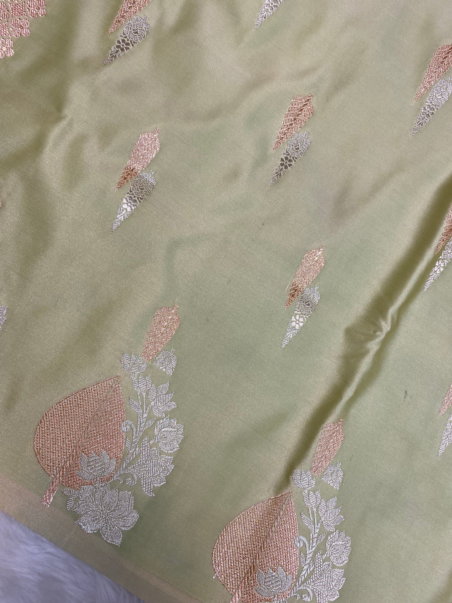 Pista mashru silk banarasi saree