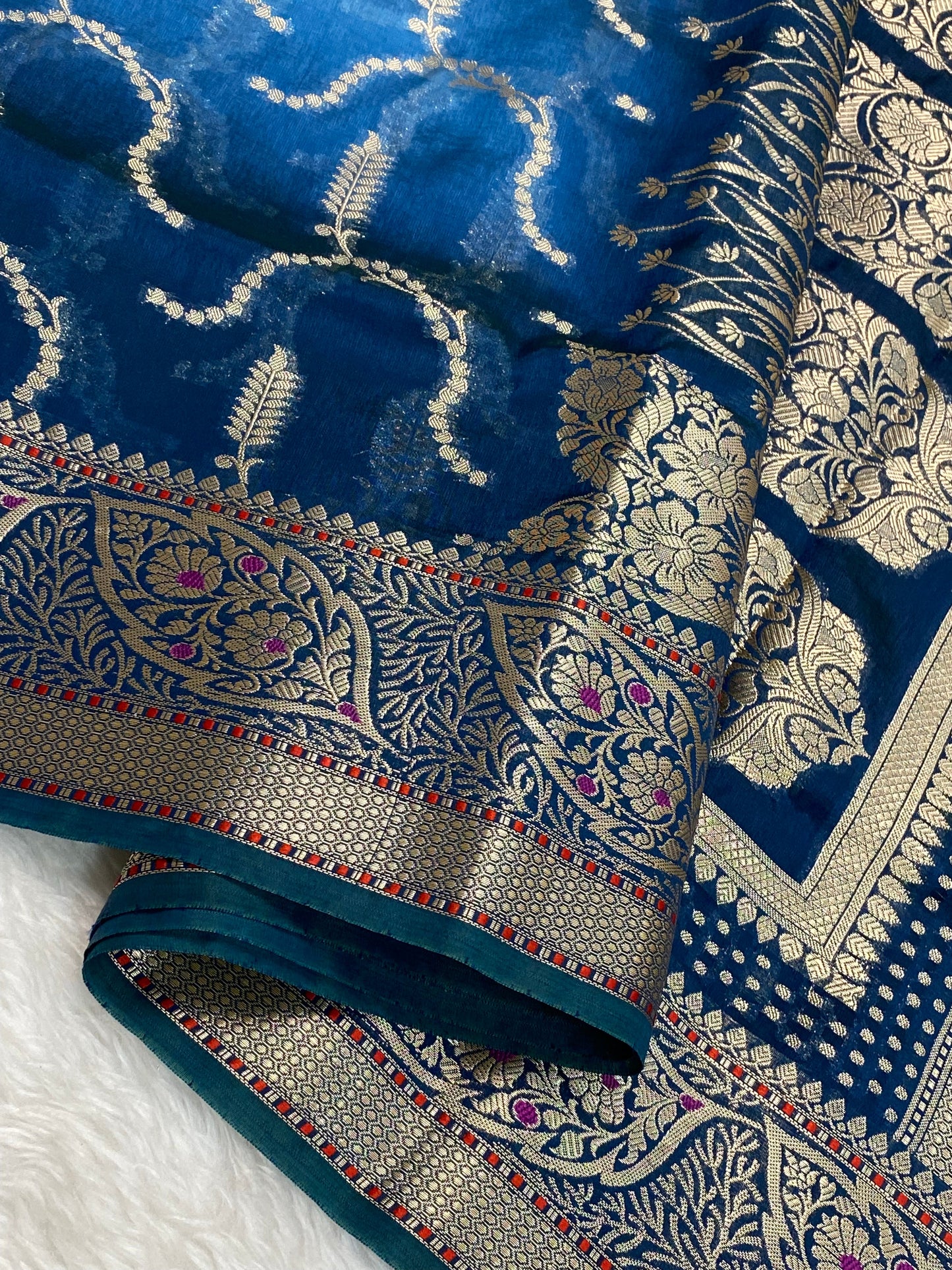 Semi Raw Mango 3D color Banarasi Saree |Very Light Weight