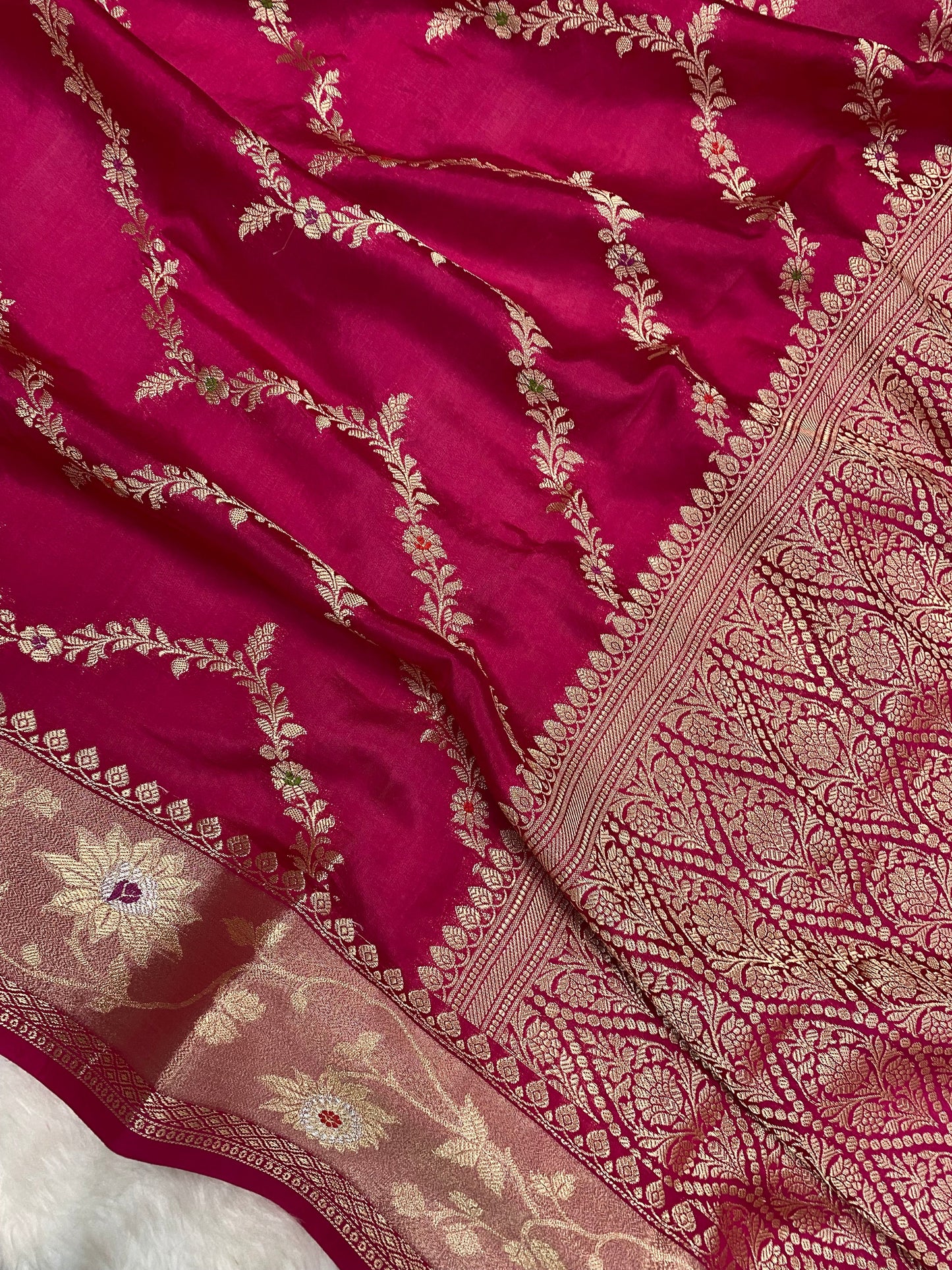 Rani semi Raw Mango silk Banarasi saree