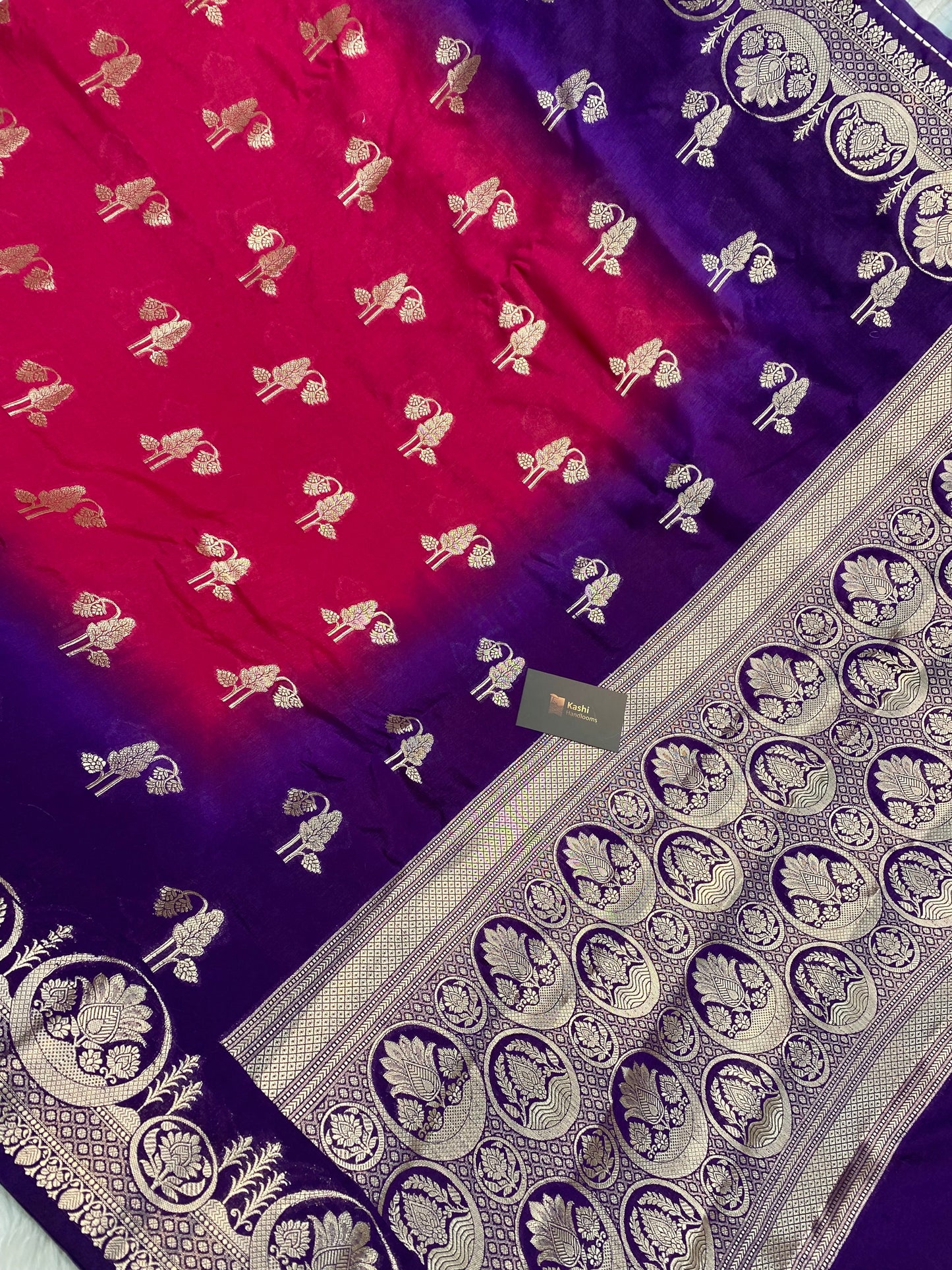 Semi Raw Mango 3D Banarasi Saree