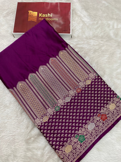 Magenta Mashru Silk Banarasi Saree