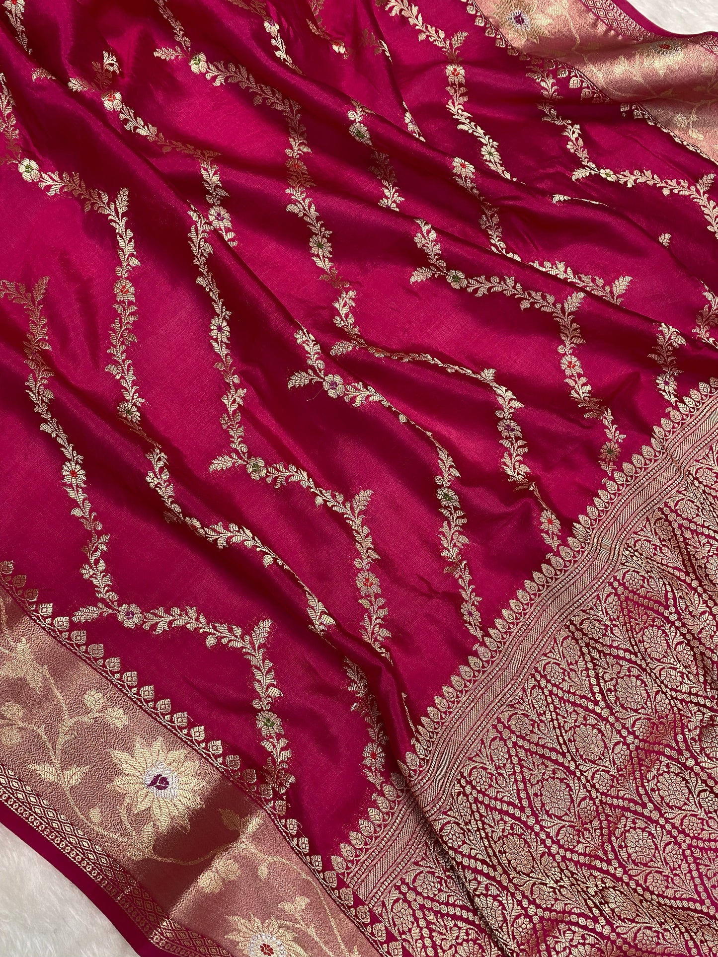 Rani semi Raw Mango silk Banarasi saree