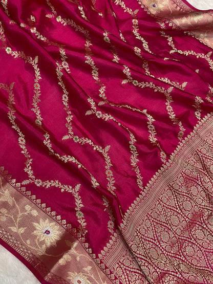 Rani semi Raw Mango silk Banarasi saree