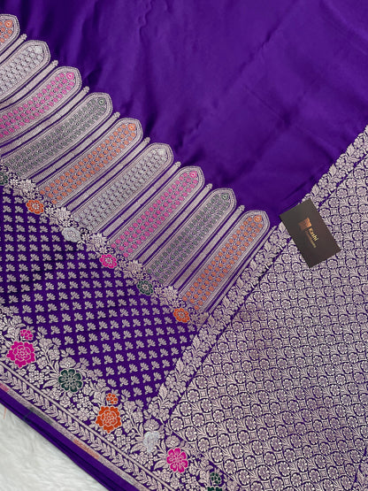Purple Mashru Silk Banarasi Saree