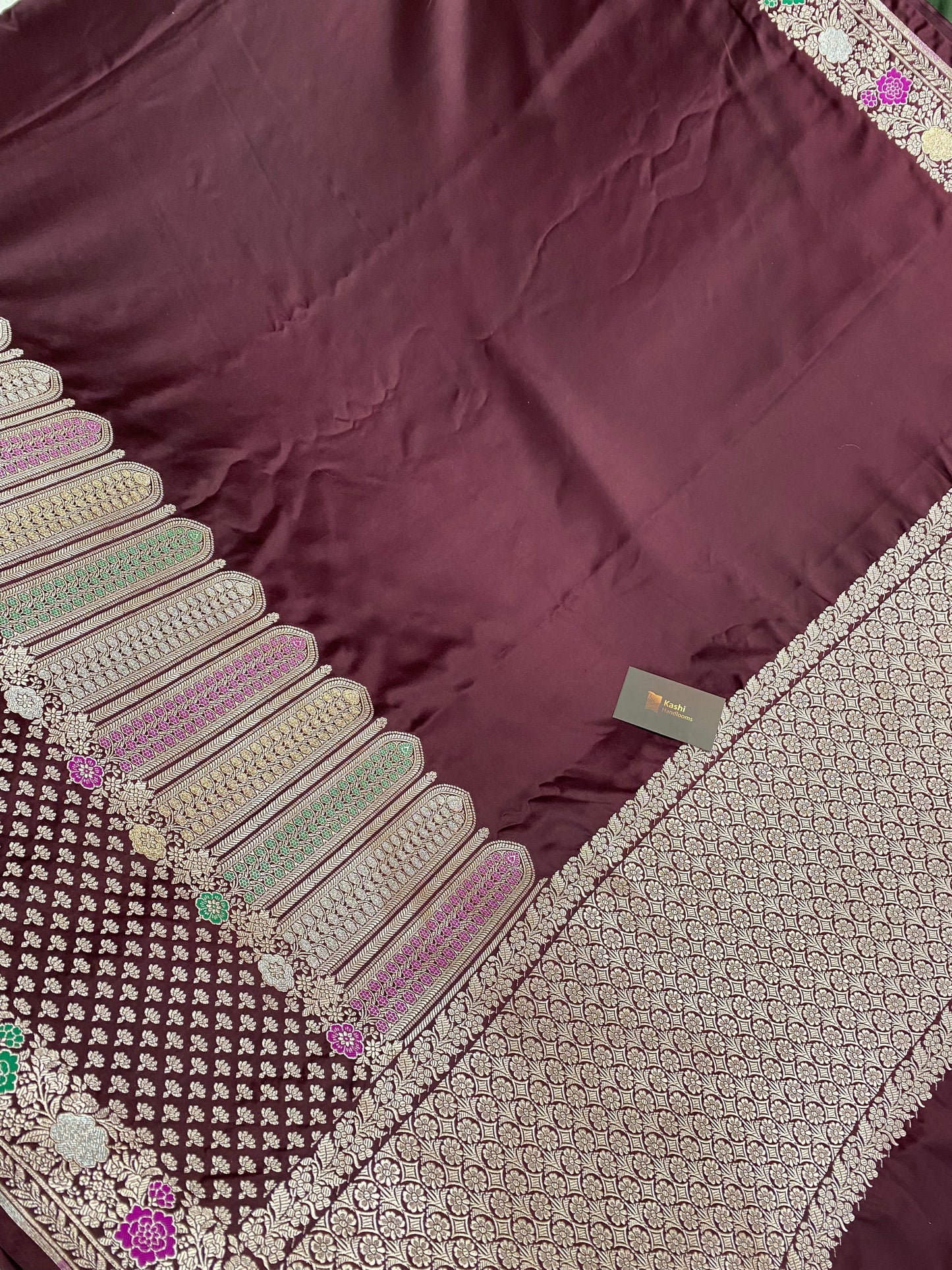 Wine Mashru Silk Banarasi Saree
