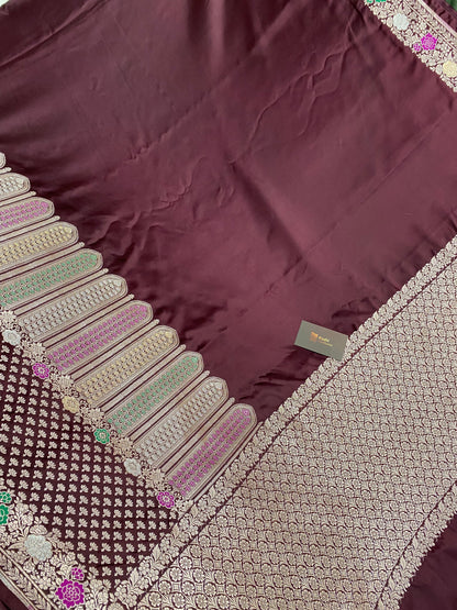 Wine Mashru Silk Banarasi Saree