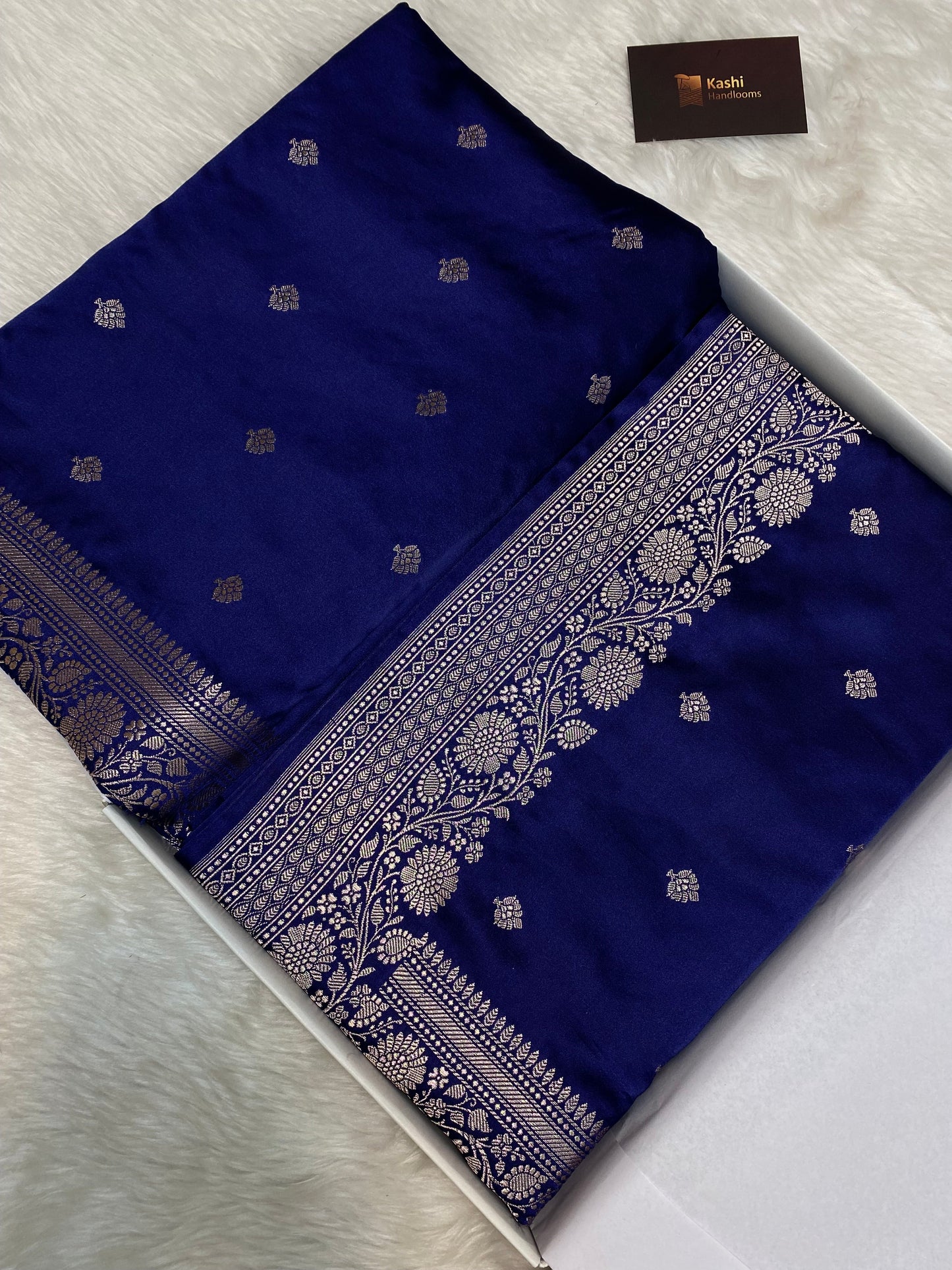 Sangeet Special Navy Blue Mashru Silk Banarasi Saree