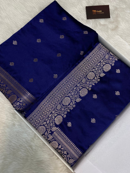 Sangeet Special Navy Blue Mashru Silk Banarasi Saree