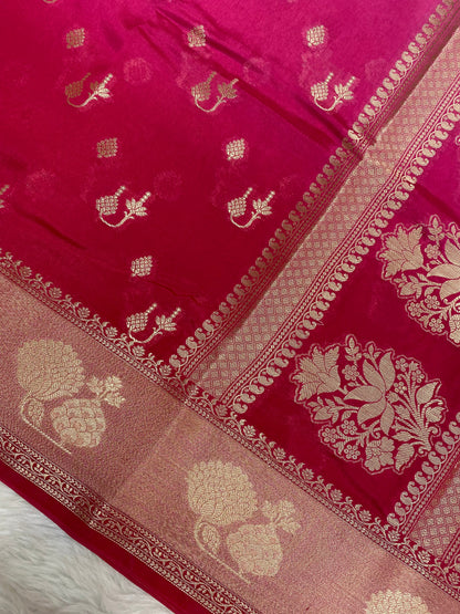 Viscose Rani half half colour Banarasi saree
