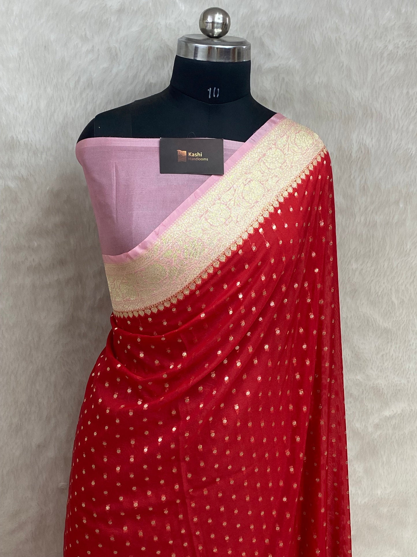 Red Semi Georgette Banarasi Saree