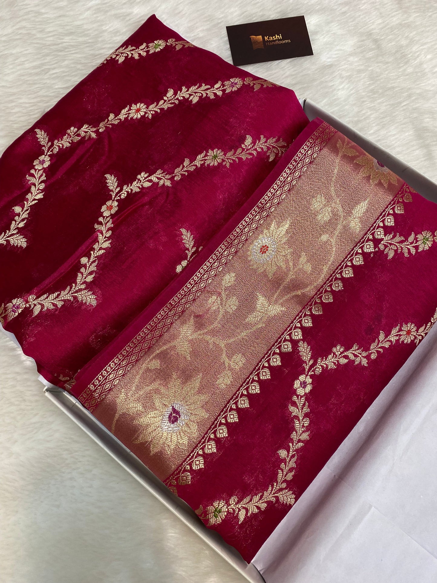 Rani semi Raw Mango silk Banarasi saree