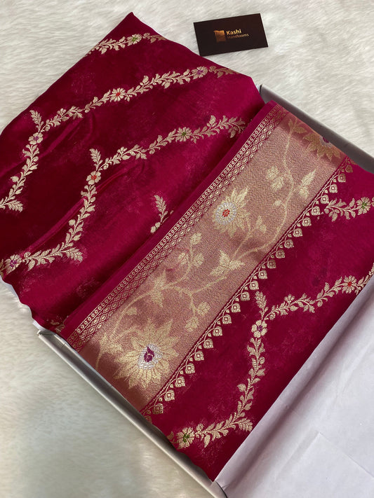 Rani semi Raw Mango silk Banarasi saree