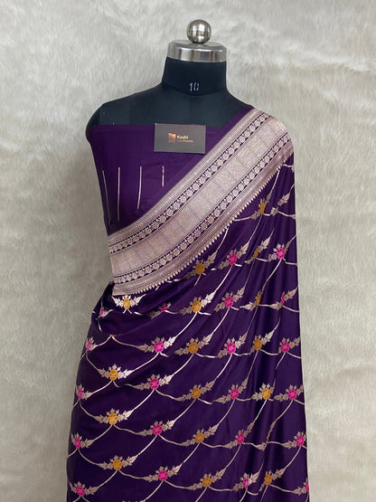 Purple Mashru Silk Banarasi Saree