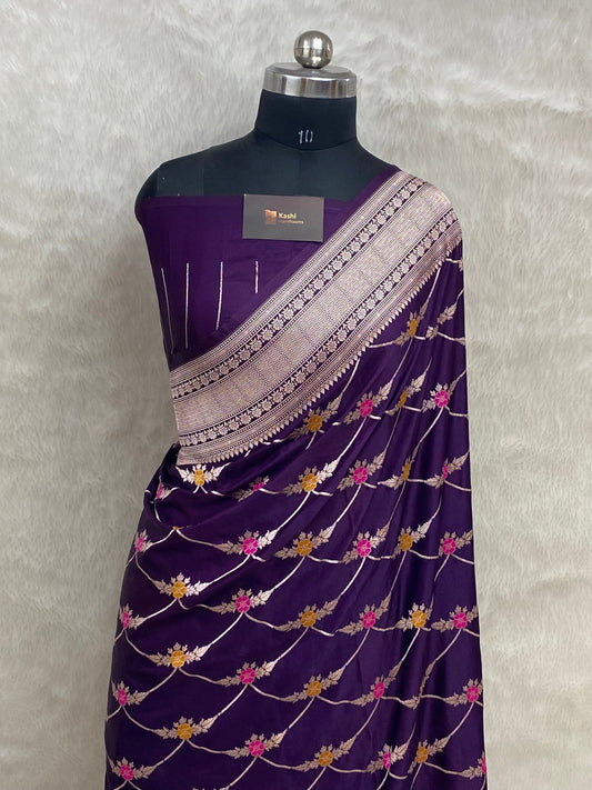 Purple Mashru Silk Banarasi Saree
