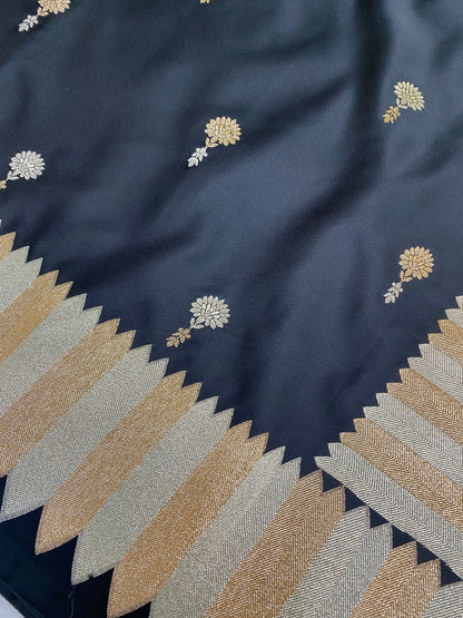 Black mashru silk banarasi saree