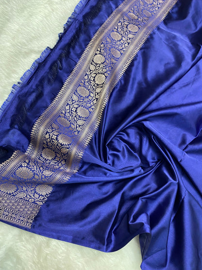 Sangeet Special Navy Blue Mashru Silk Banarasi Saree