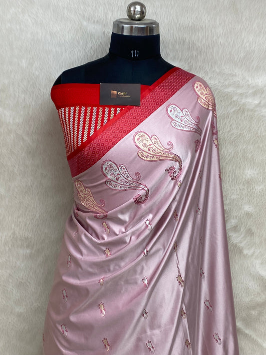 Light Pich Mashru Silk Banarasi Saree
