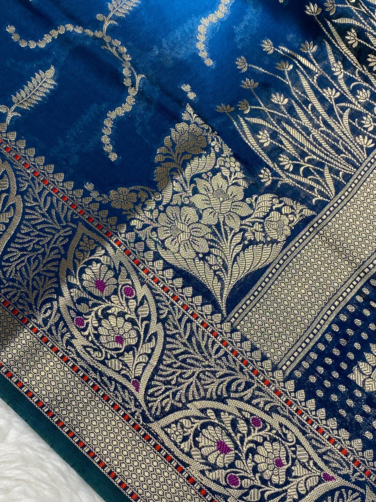 Semi Raw Mango 3D color Banarasi Saree |Very Light Weight