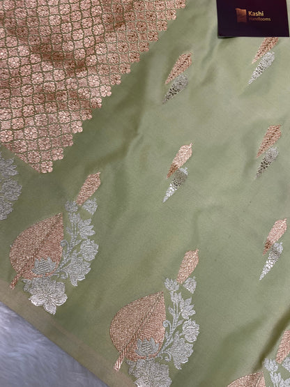 Pista mashru silk banarasi saree