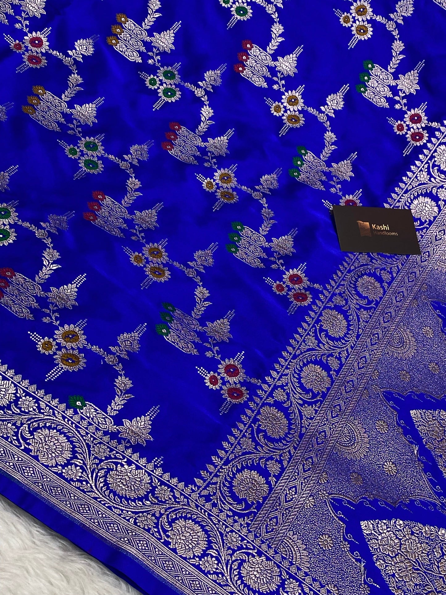 Royal Blue Mashru Silk Banarasi Sare