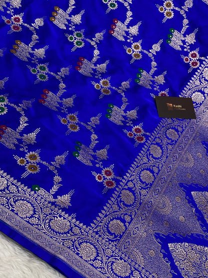 Royal Blue Mashru Silk Banarasi Sare