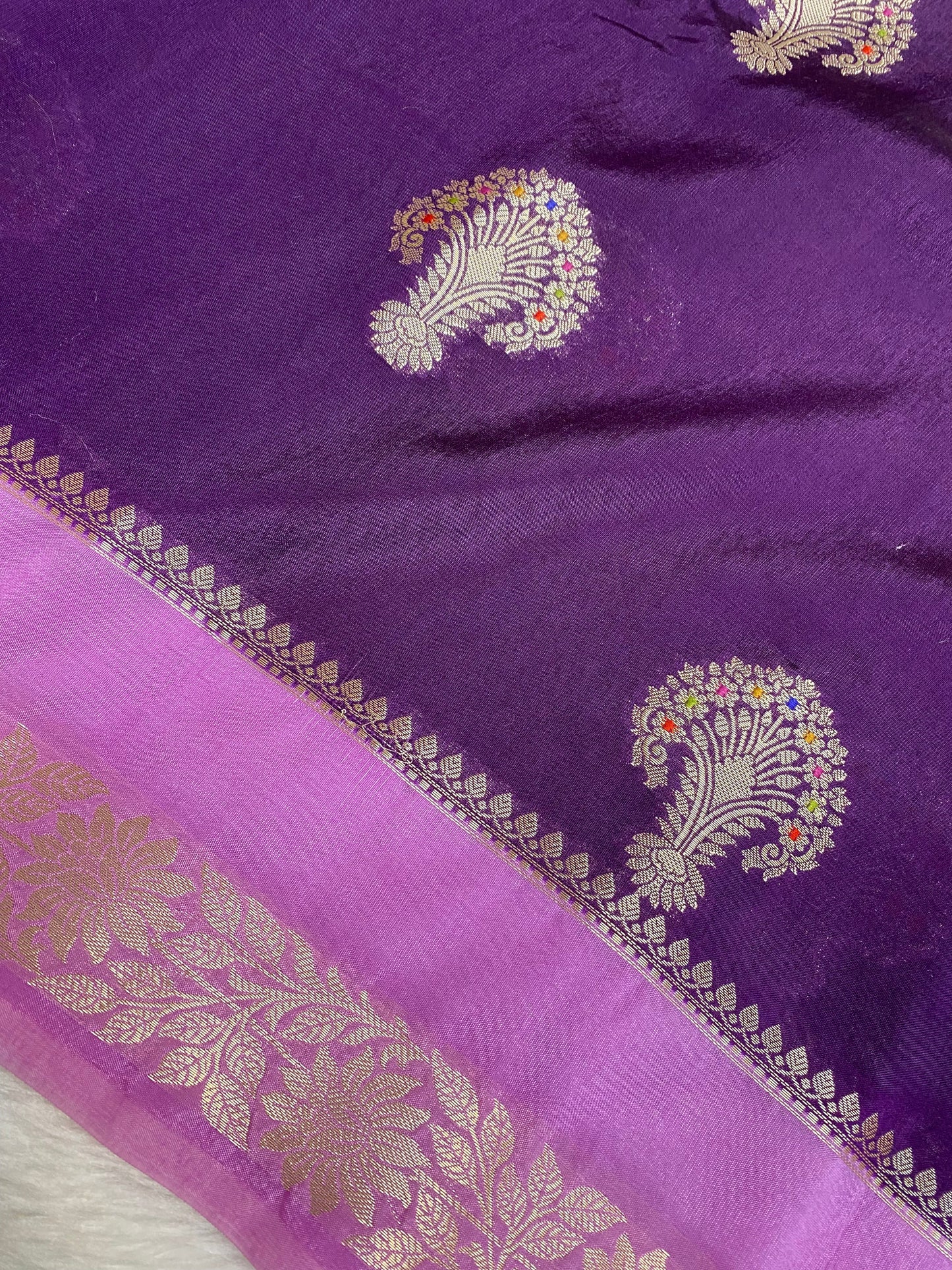 Magenta semi raw mango Banarasi saree