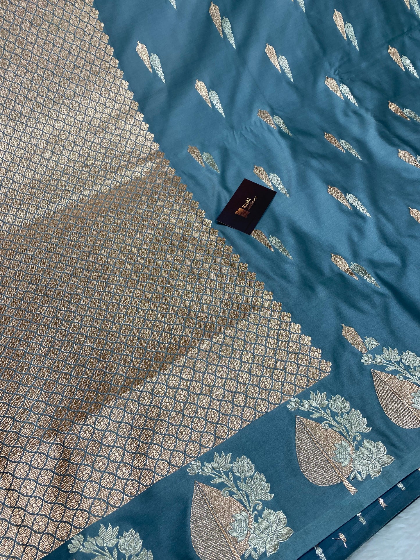 Grey mashru silk banarasi saree