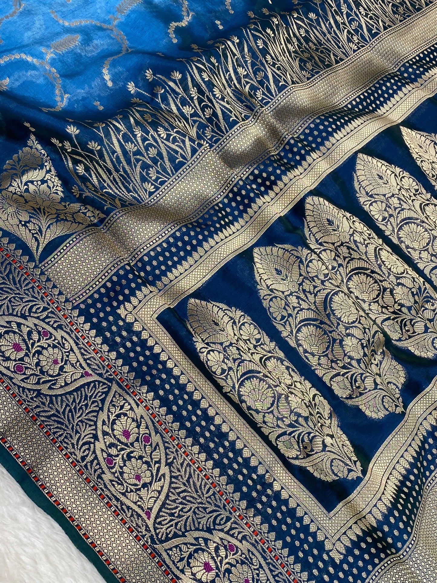 Semi Raw Mango 3D color Banarasi Saree |Very Light Weight