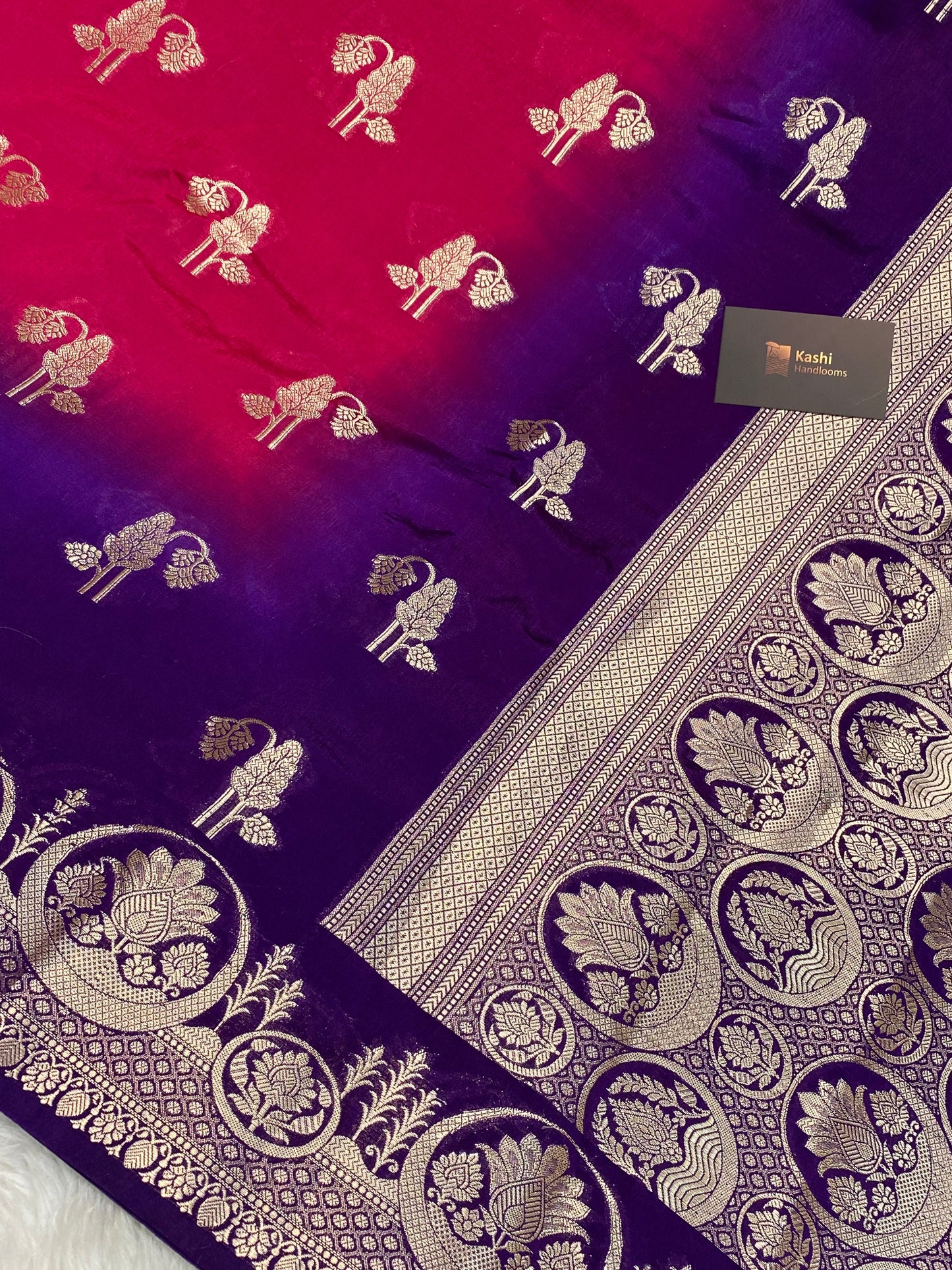 Semi Raw Mango 3D Banarasi Saree