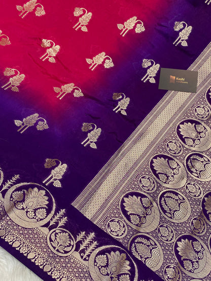 Semi Raw Mango 3D Banarasi Saree