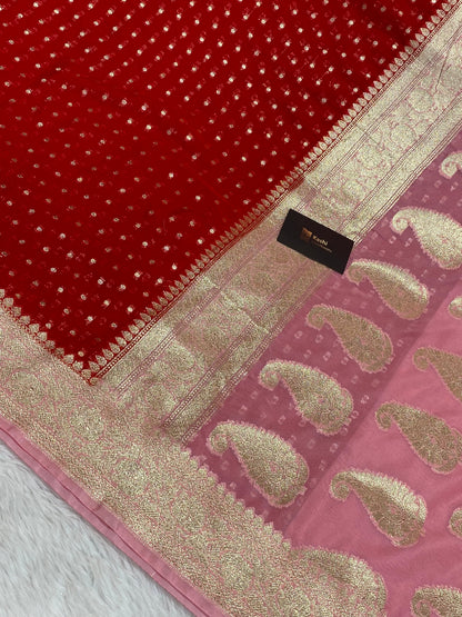 Red Semi Georgette Banarasi Saree