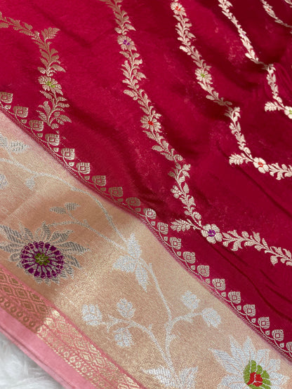 Cherry Rani viscose Raw mango Banarasi saree