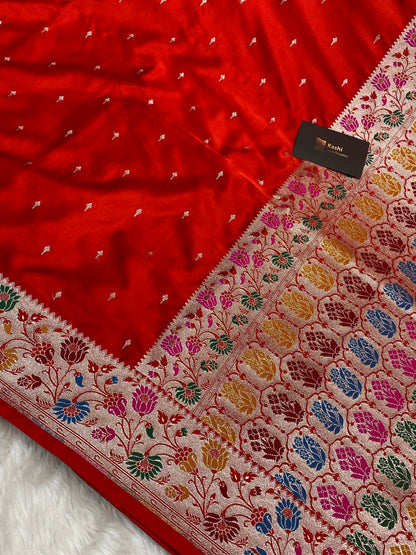 Red Color Mashru Silk Paithni Banarasi Saree