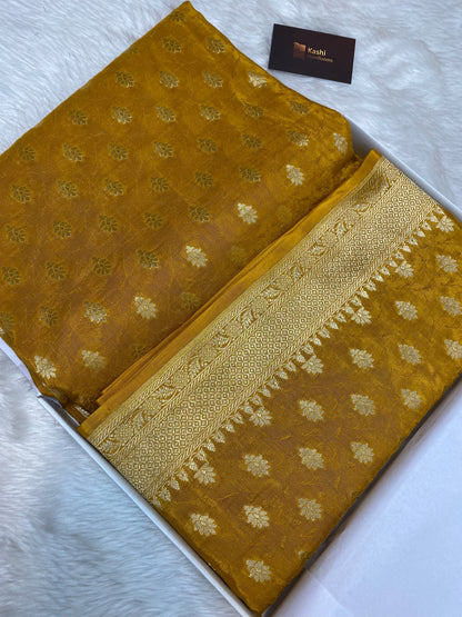 100% pure Viscose Mehendi Function Special Pure Resham Finish Fabric Banarasi Saree