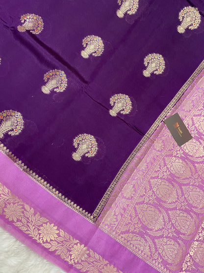 Magenta semi raw mango Banarasi saree