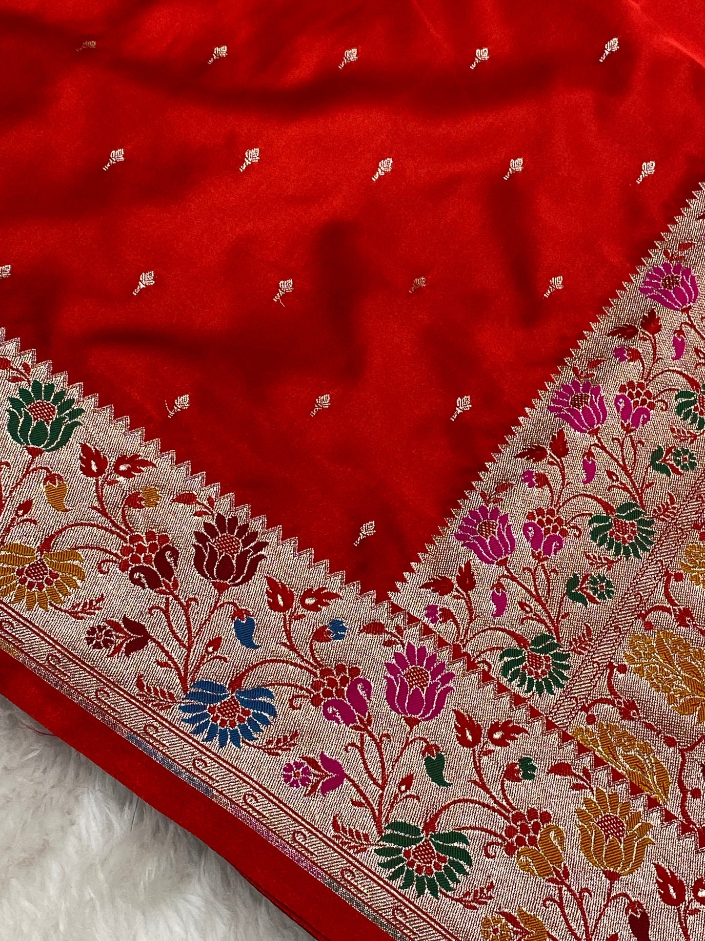 Red Color Mashru Silk Paithni Banarasi Saree