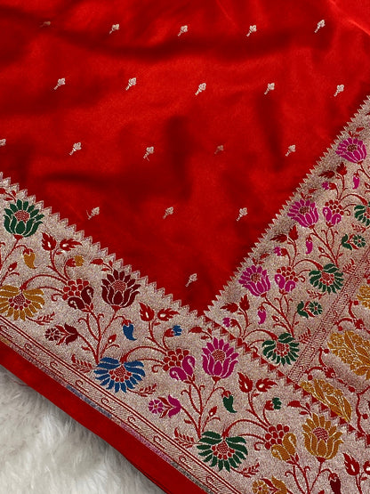 Red Color Mashru Silk Paithni Banarasi Saree