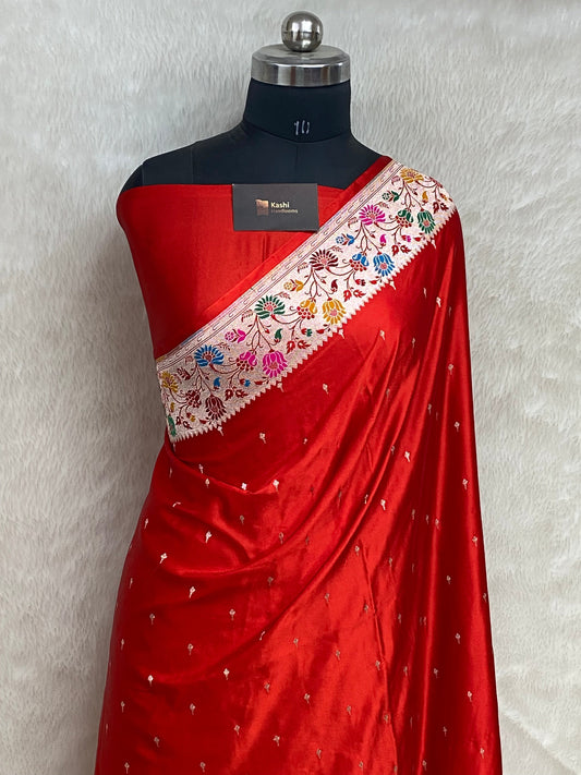 Red Color Mashru Silk Paithni Banarasi Saree