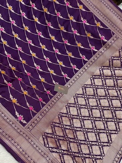 Purple Mashru Silk Banarasi Saree