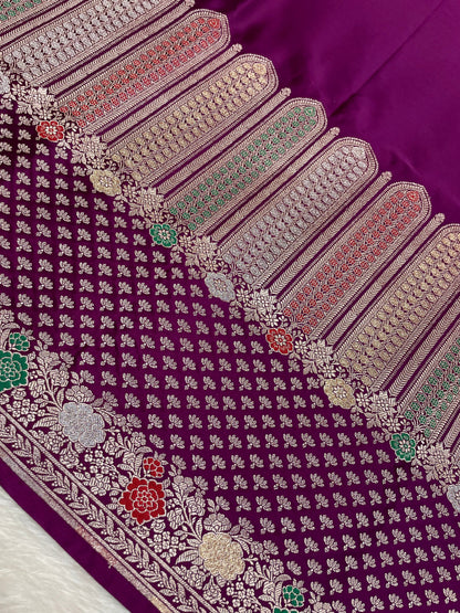 Magenta Mashru Silk Banarasi Saree