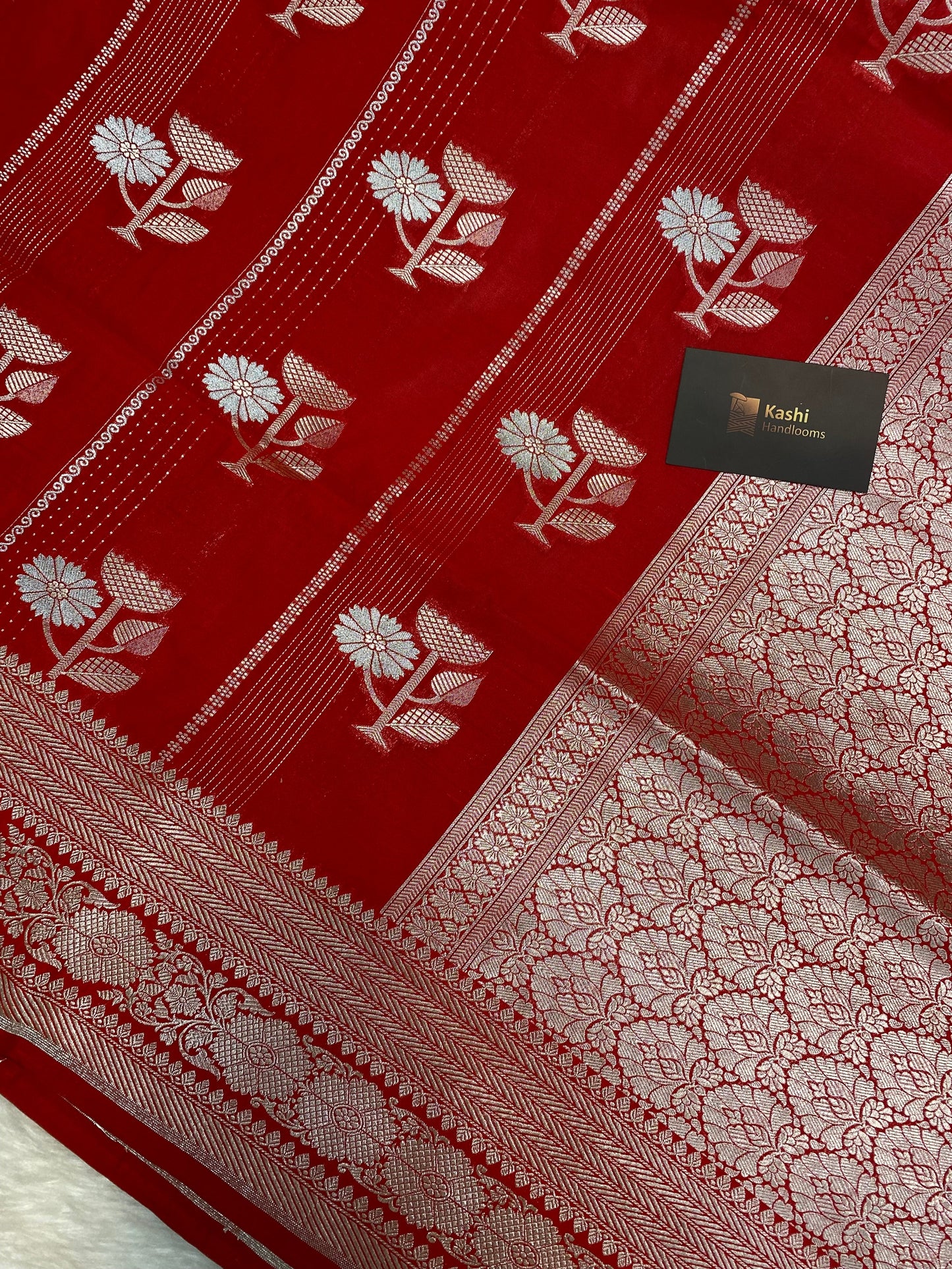 Red semi kataan silk Banarasi saree