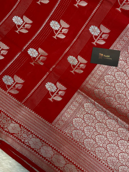 Red semi kataan silk Banarasi saree