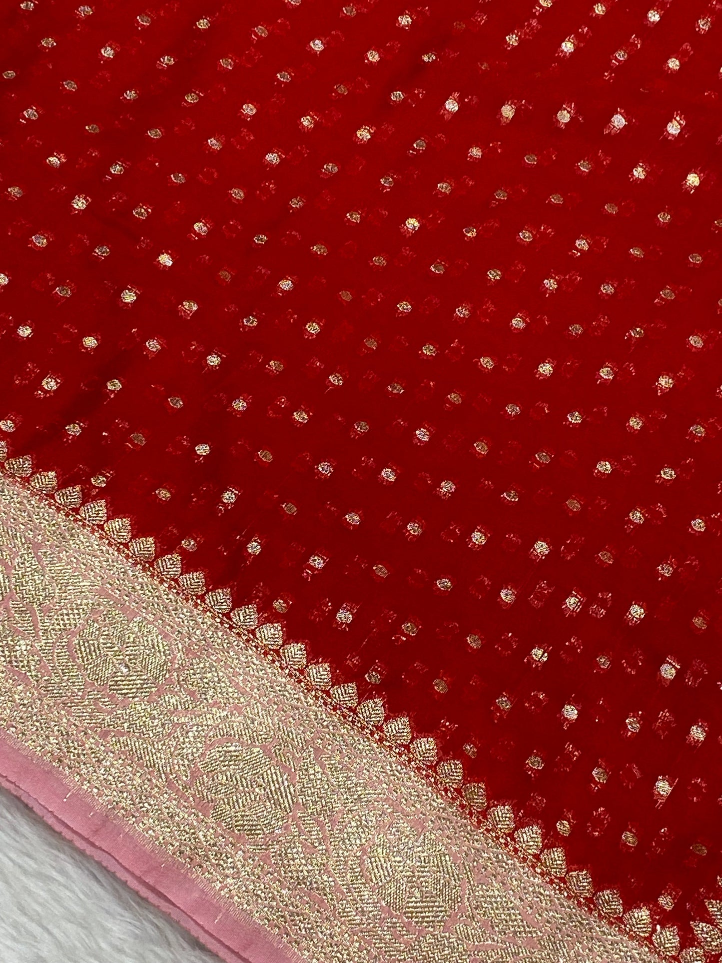 Red Semi Georgette Banarasi Saree