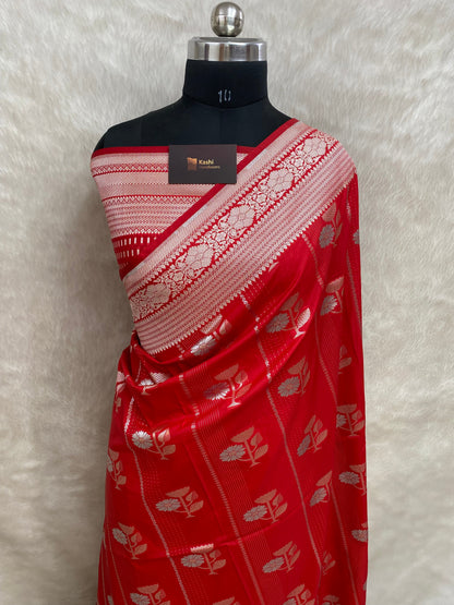 Red semi kataan silk Banarasi saree